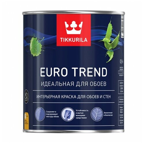 Краска акриловая (АК) Tikkurila Euro Trend матовая белый 0.9 л 1.1 кг фото