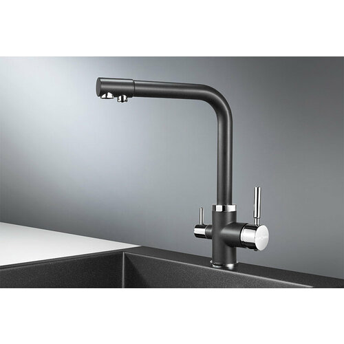 Смеситель кухонный KRONA BRUNNEN H315 1 BLACK фото