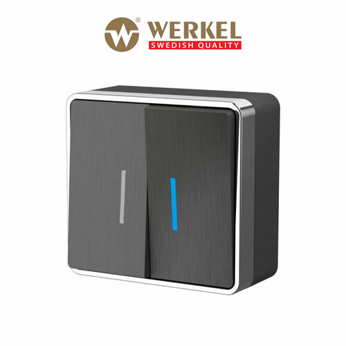 Накладной выключатель двухклавишный с подсветкой Werkel Gallant W5020104 графит рифленый IP20 фото