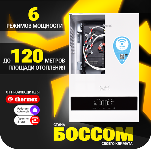 Электрический настенный котел THERMEX Boss 12 Wi-Fi (White) фото