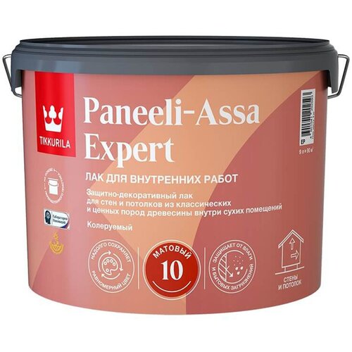 Лак для дерева Tikkurila Paneeli-Assa Expert (Панели-Ясся), акрилатный, матовый, база EP, 9 л фото