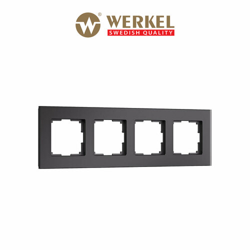 Рамка на 4 поста Werkel Senso W0043108 черный, стекло soft-touch фото