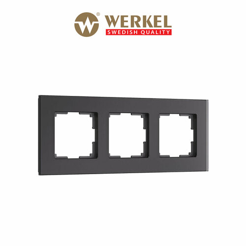 Рамка на 3 поста Werkel Senso W0033108 черный, стекло soft-touch фото