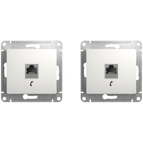 Механизм телефонной розетки Schneider Electric Glossa RJ11 категория 3 белый (комплект из 2 шт) фото