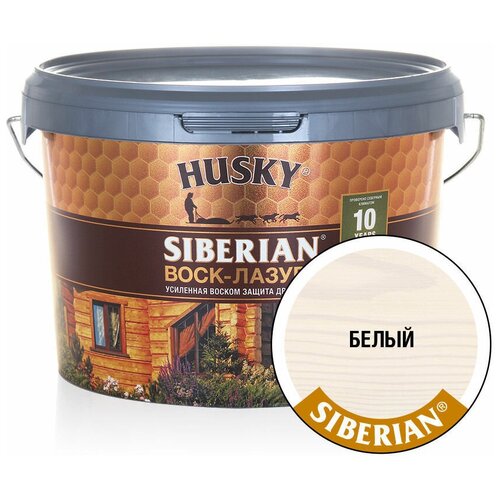 HUSKY SIBERIAN Воск-лазурь декоративно-защитный состав для древесины белый (2,5л) фото