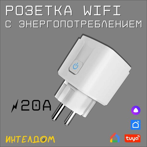 Умная беспроводная WiFi розетка 20А с Алисой и энергопотреблением фото