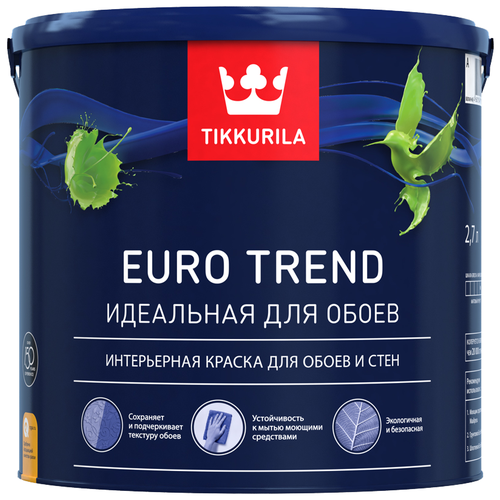 Краска акриловая (АК) Tikkurila Euro Trend матовая бесцветный 2.7 л 3.8 кг фото