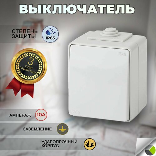 Выключатель уличный герметичный 10A IP65 накладной фото