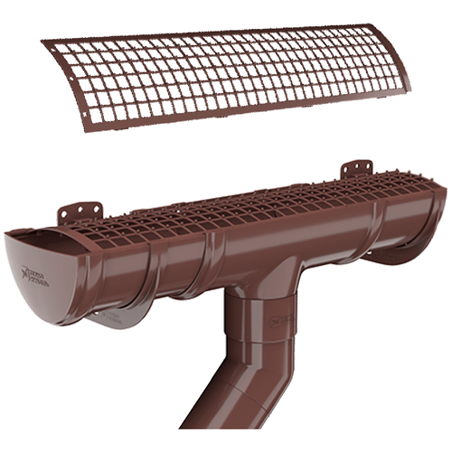 Решетка желоба водосточного защитная Технониколь 125/82мм, длина 0,6м, цвет коричневый фото