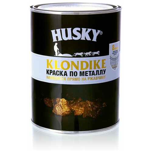 Краска алкидная (А) HUSKY Klondike по металлу гладкая глянцевая темно-зеленый RAL 6005 0.9 л 1.11 кг фото