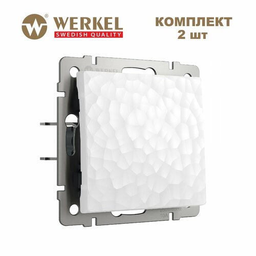 Проходной выключатель/переключатель одноклавишный Werkel Hammer W1212001 белый, IP20 - комплект 2 шт. фото