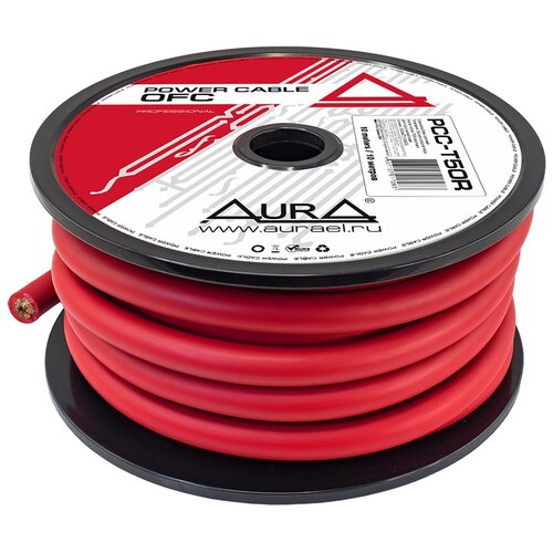 Кабель силовой AurA PCC-T50R, TOFC, 0AWG/50мм2, 10м/катушка, т. красный фото