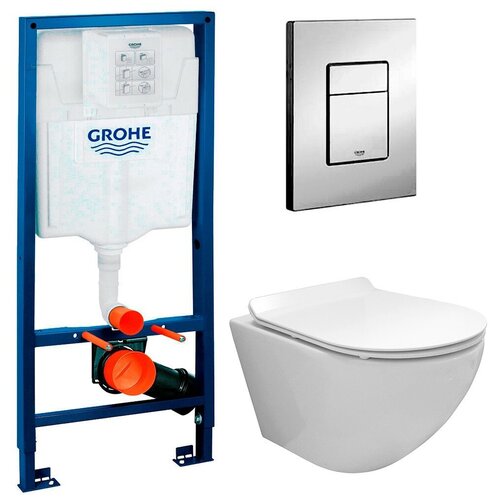 Инсталляция Grohe Rapid SL 38772001 + унитаз Fubini FB001 безободковый с сиденьем фото