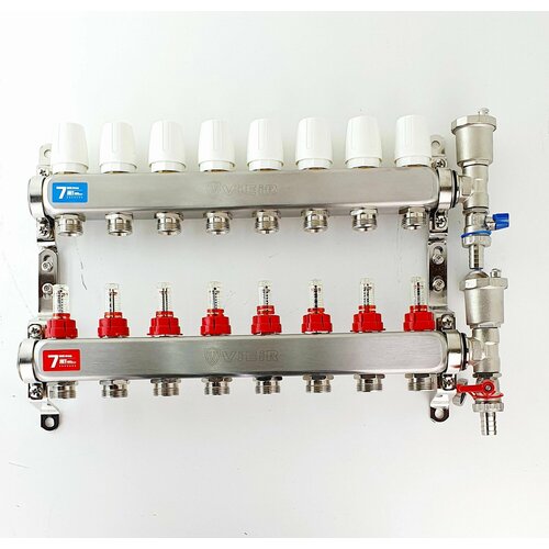 Коллекторная группа с расходомерами, 8 выходов, без кранов, 1