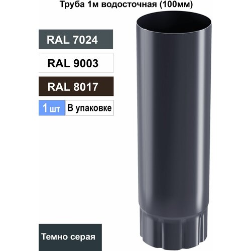 Труба водосточная Docke Premium пластиковая d85 мм 1 м графитовый серый RAL 7024 фото