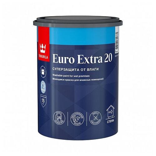 Краска акриловая (АК) Tikkurila Euro Extra 20 полуматовая бесцветный 0.9 л 1 кг фото