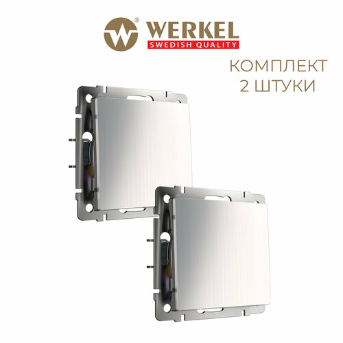 Выключатель одноклавишный Werkel W1110002 глянцевый никель, IP20 - комплект 2 шт. фото