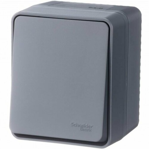 Переключатель 1 шт IP54 10А AtlasDesign Profi54 одноклавишный накладной Schneider Electric/Systeme Electric открытая установка антрацит фото