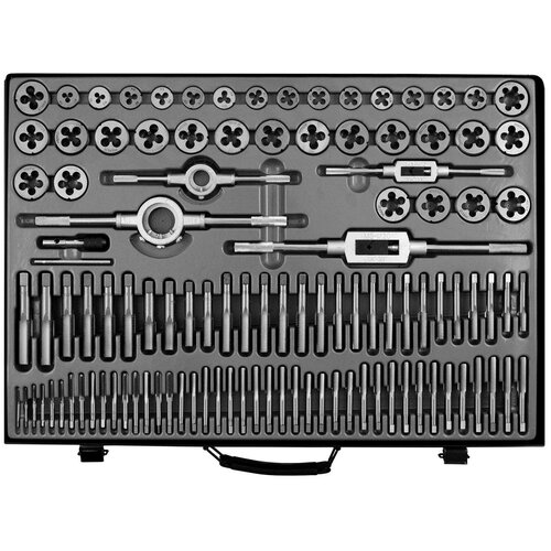 Набор метчиков и плашек М2 - М18 110 предметов метрическая резьба WIEDERKRAFT WDK-DTM3110 фото