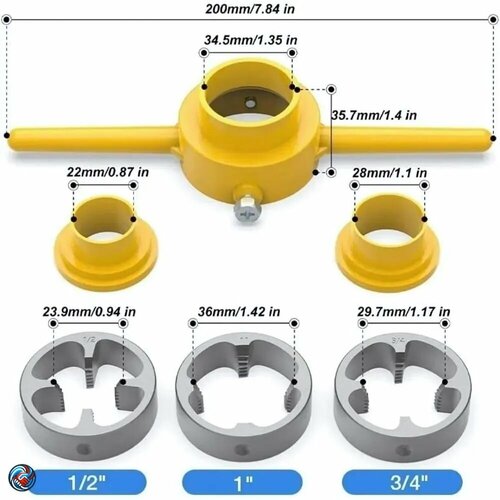 Набор из 6шт. Плашек для нарезки резьбы на ПВХ трубах. 1/2, 3/4, 1 дюйм для ваших сантехнических нужд фото