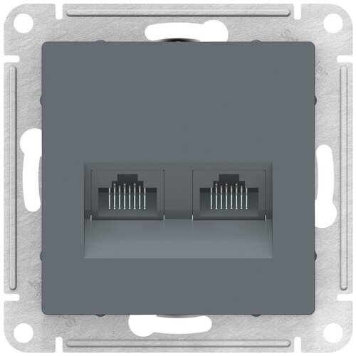 Розетка компьютерная двойная RJ45+RJ45 Schneider Electric AtlasDesign, механизм, категория 5E, цвет Грифель (комплект из 10шт) фото