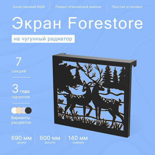 Навесной экран Forestore для чугунных батарей 7 секций (690мм) черный classic фото