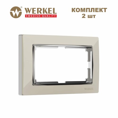 Рамка для двойной розетки Werkel Snabb W0081903, цвет слоновая кость / хром - комплект 2 шт. фото