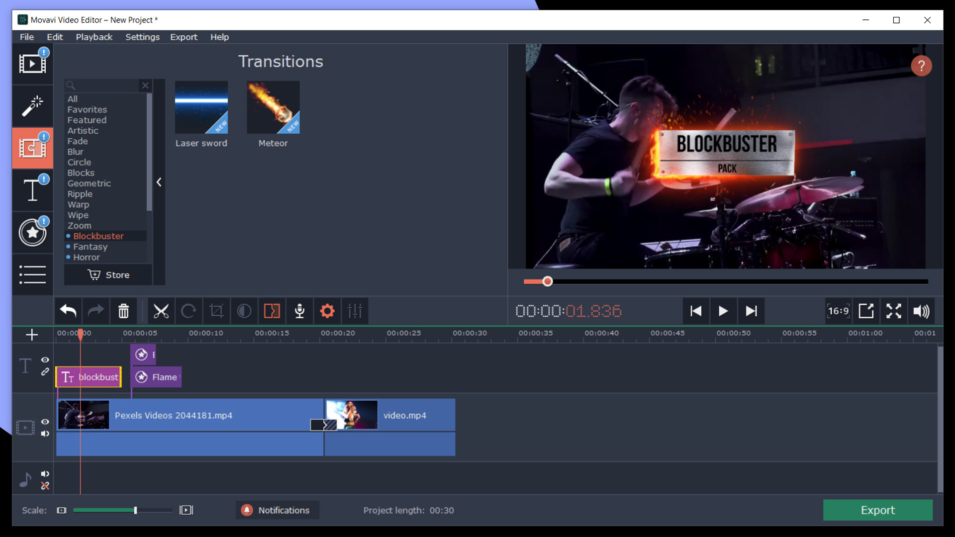 Movavi Video Editor Plus 2020 - Cinematic Set Effects DLC Steam CD Key [USD 0.68]