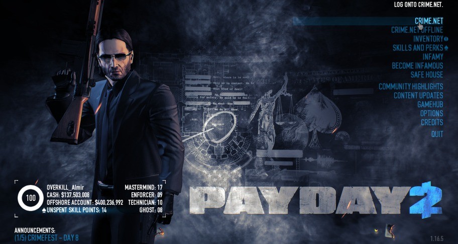 PAYDAY 2 - John Wick Character Pack DLC Steam CD Key [USD 22.59]