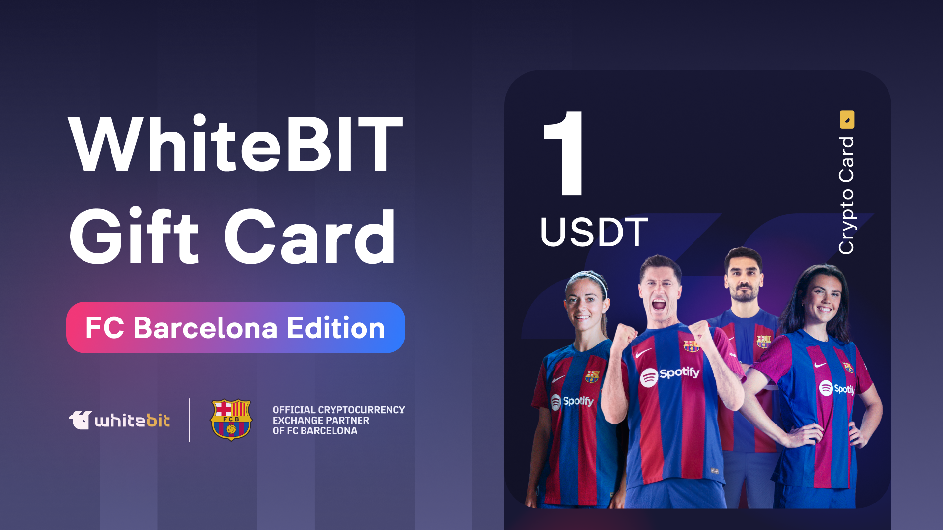 WhiteBIT - FC Barcelona Edition - 1 USDT Gift Card [USD 1.39]